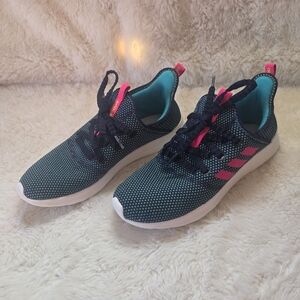 Adidas Cloudfoam Pure Sneaker Legend Ink Navy Shock Pink Teal Women's US Size 8